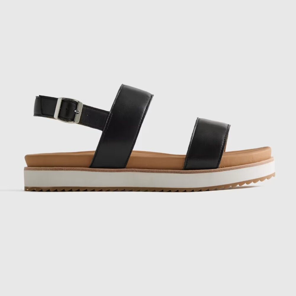 NWT Quince Women Italian Leather Platform Sandal Black Shoes 7 - Picture 10 of 10